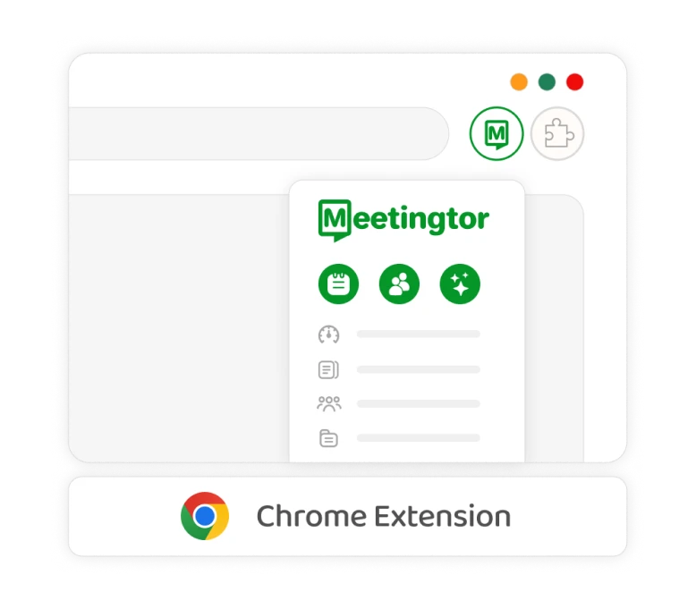 Піктограма, яка пропонує користувачам завантажити розширення Meetingtor Chrome.