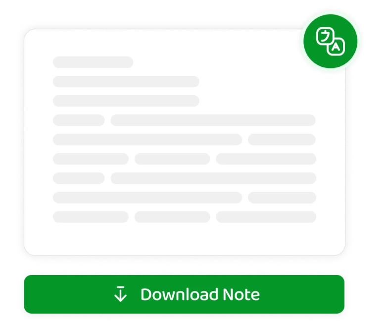 Un'immagine che mostra le opzioni di download e condivisione per le note della riunione.